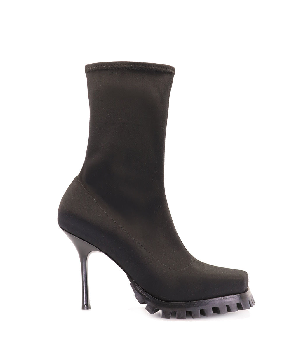 Sleek Black High-Top Booties Mullet