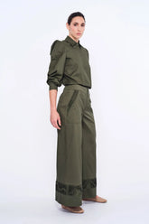 Viena Sculptural Hem Trouser | Olive