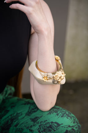 Floral Chunky Wood Bangle