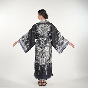 Tree Of Life Silk Robe In Black