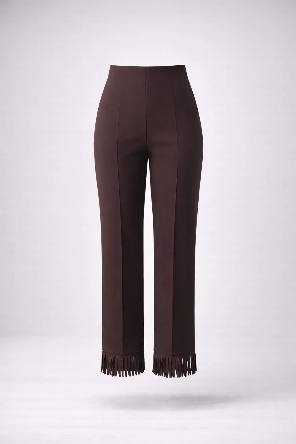 Brisal High-waist Straight-leg Fringe-hem Pants