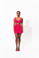 LIZA Sequin Mini Skirt in FUCHSIA