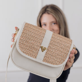 Beige Leather Carriel Bag – Handmade Crossbody & Handbag with Palm Strap Detail, Timeless Leather Purse