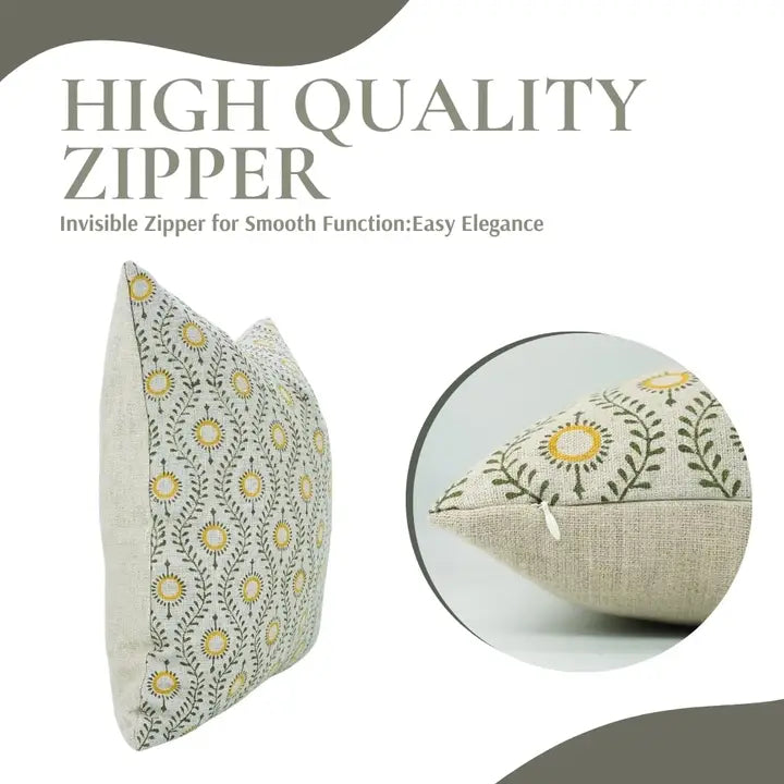 Floral Desgin Thick Linen Cushion Cover - Lehar