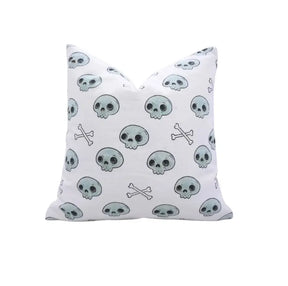 Natural Carved Thick Cotton White Pillow Cover - Skeleton
