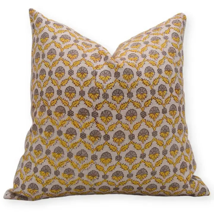 Beautiful Hand Made Block Print Pure Linen Cushion Cover - Shehnaaz