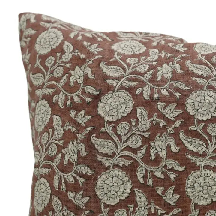 Indian Block Print Handmade Thick Linen Cushion Cover - Shilong