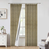 Decorative Block Thick Linen Pleated Curtain- Tulsi Buti