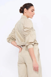Bimba Puff Sleeve Stretch Cotton Blouse