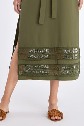 Maki Nehru Collar Dress | Olive