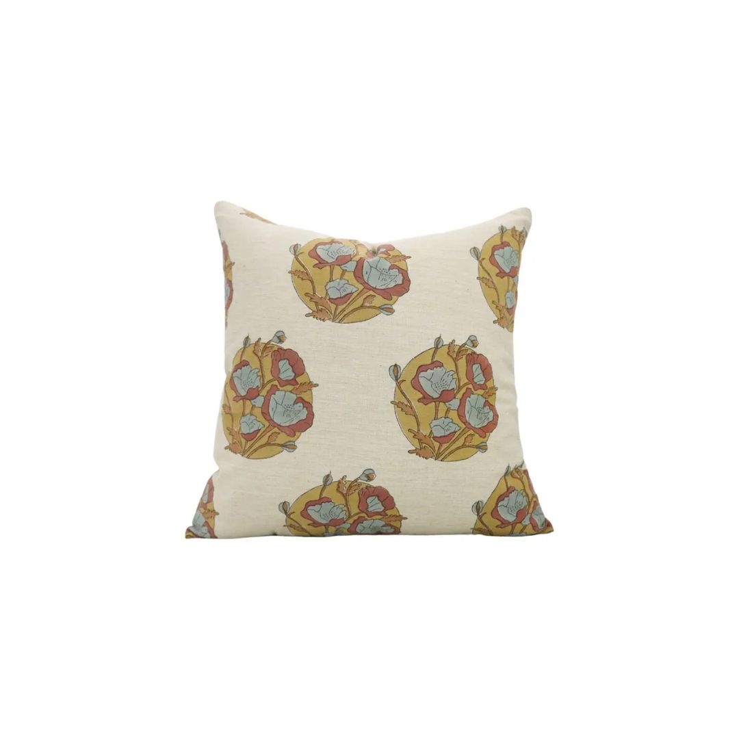 Decorative Block Print Linen Blend Pillow Cover -  Sandhya Pushp