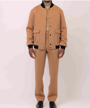 Lance Two-Piece Neoprene Jacket & Pant Set - Brown