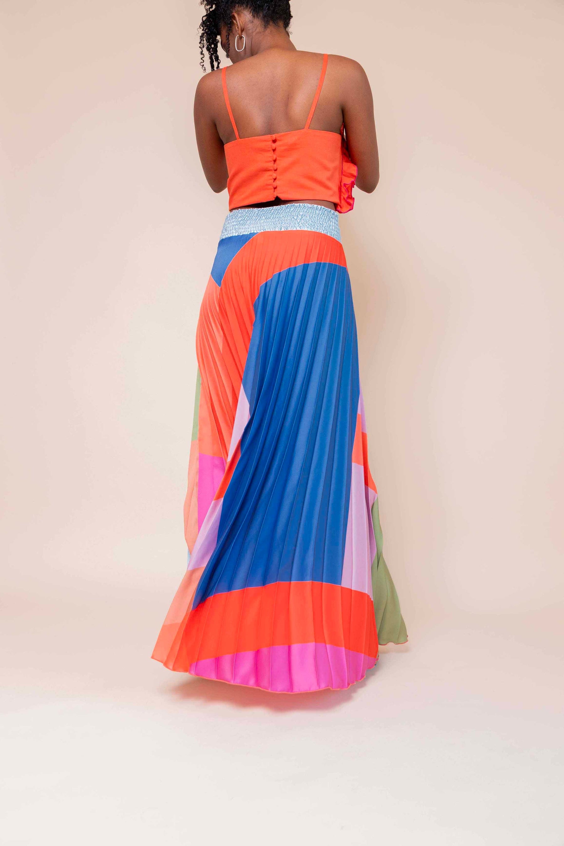 Free Pleated Satin Skirt