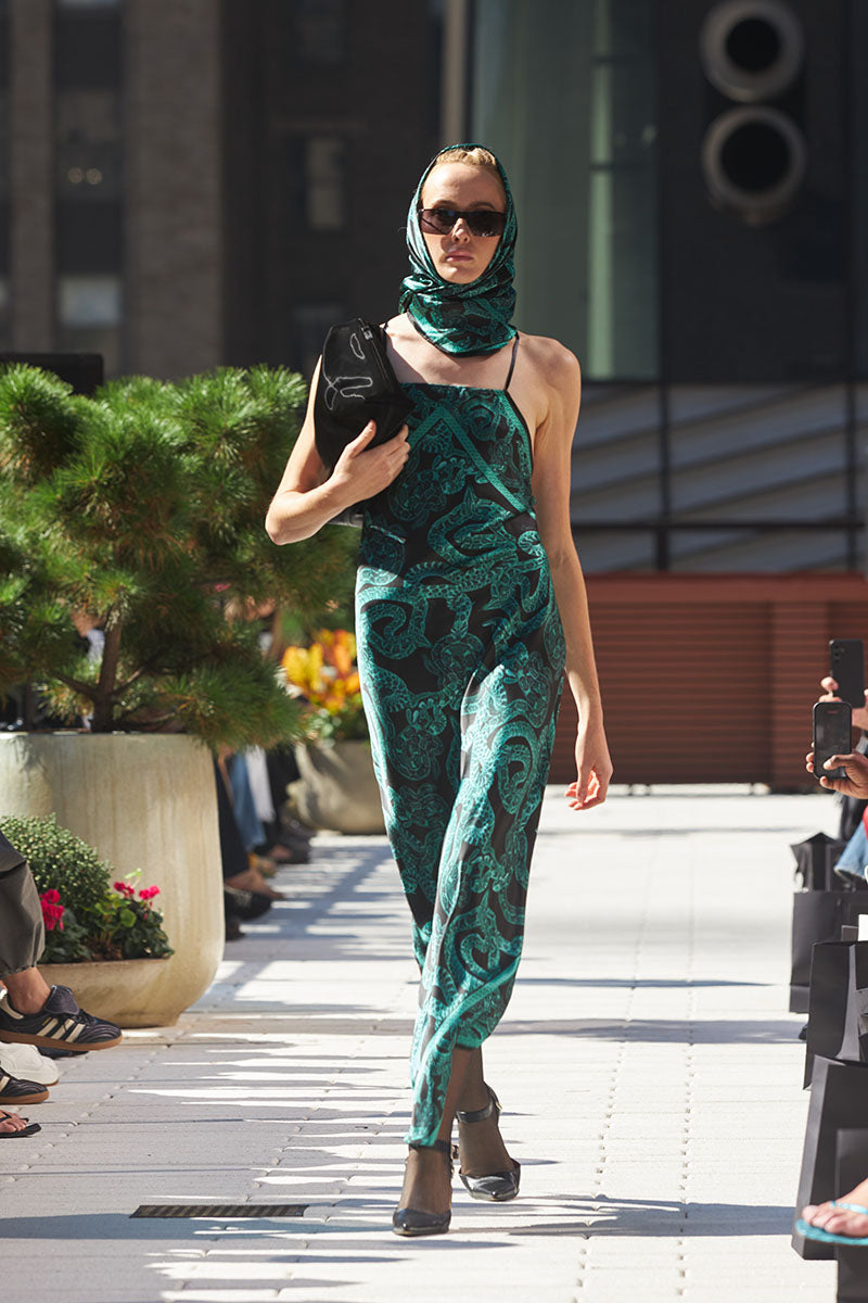 Silk Serpent Noir Scarf - Large