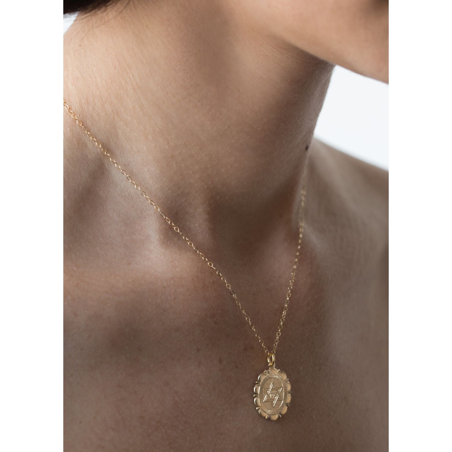 Star Of David Gold Charm Necklace