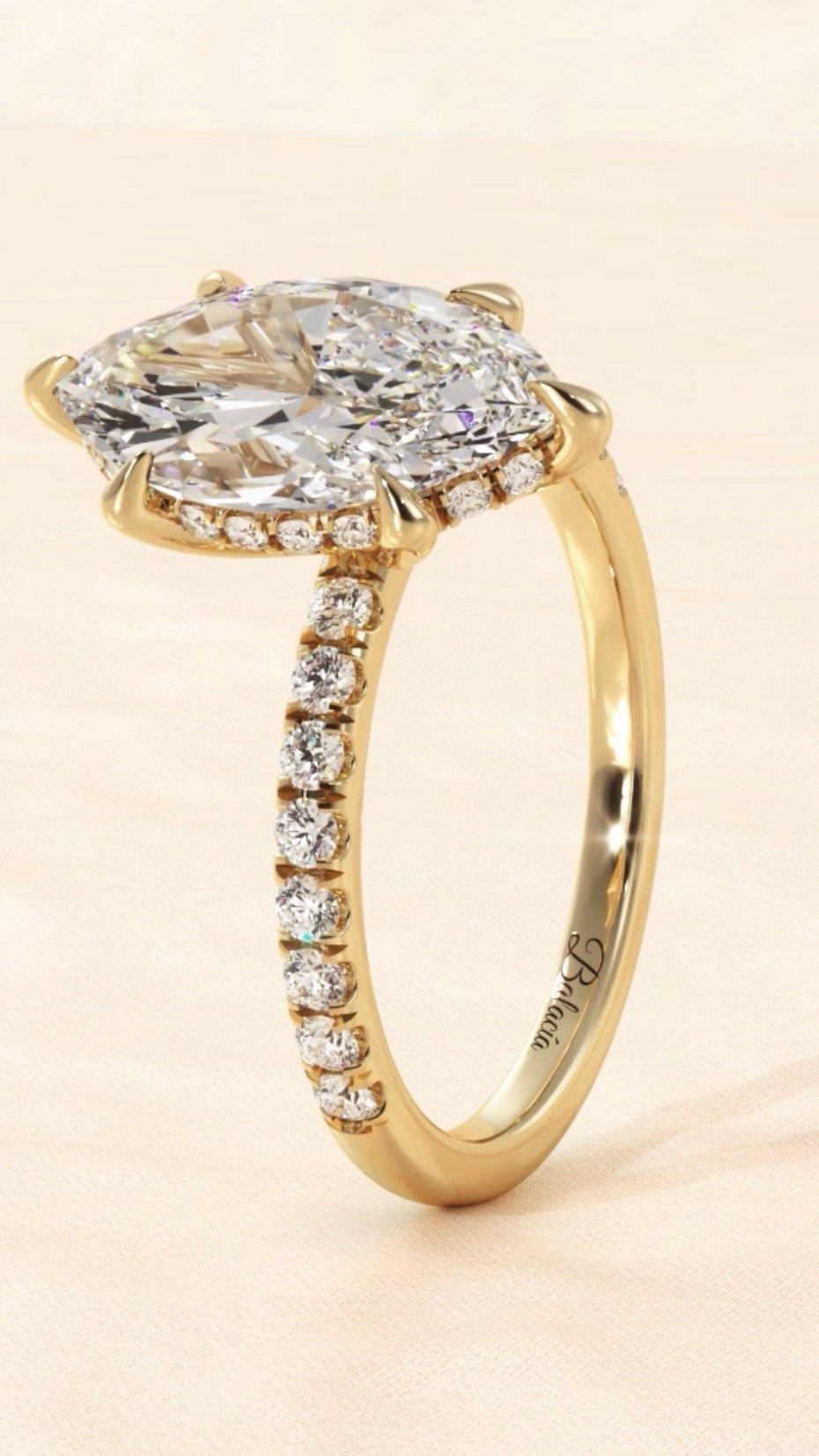 Marquise Diamond Hidden Halo Engagement Ring