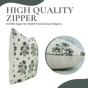 Bohemian Block Printed Design Viscose Linen Pillow Cover - Sadabahar