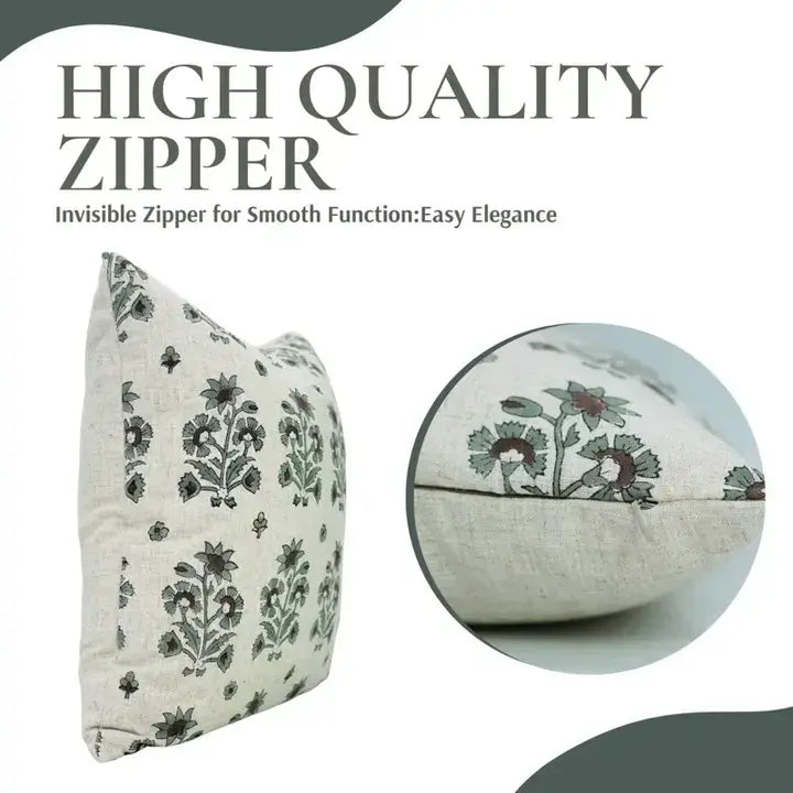 Bohemian Block Printed Design Viscose Linen Pillow Cover - Sadabahar