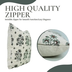 Bohemian Block Printed Design Viscose Linen Pillow Cover - Sadabahar