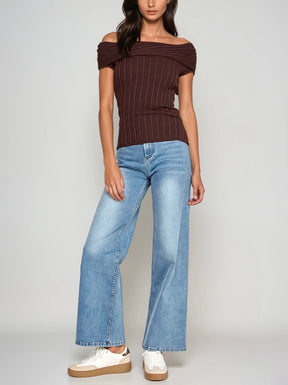 Amélie Off-Shoulder Ribbed Contour Top