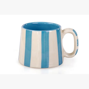 Ceramic Striped  Coffee cup , Pink , Green , Dark Blue , Aqua - 220ml (Set of 2)