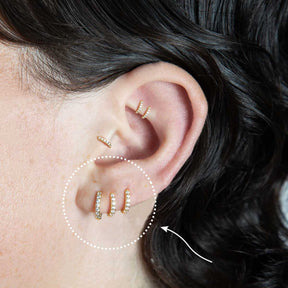 3 Set Gold Pave Huggies Earring