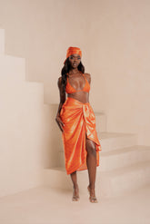 IZA ORANGE XL SILK SCARF