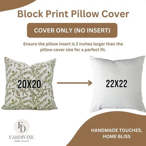 Home Decor Hand Block Print Viscose Linen Pillow Cover - Shejan