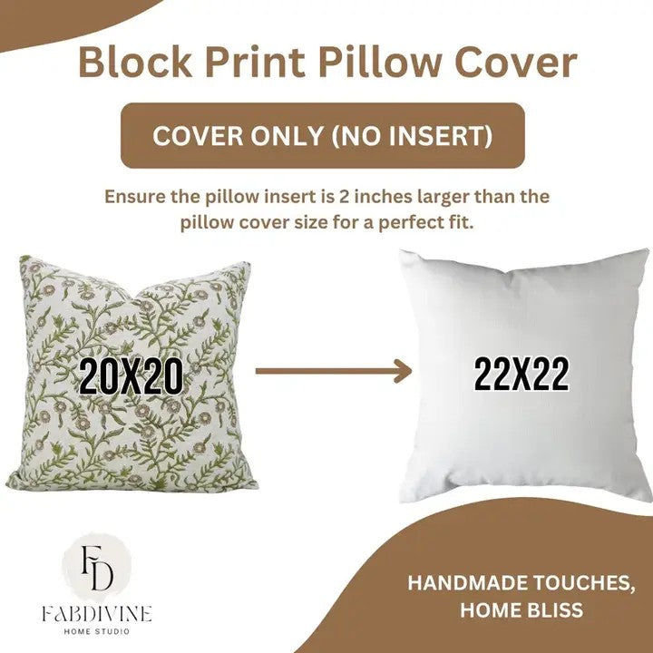 Home Decor Hand Block Print Viscose Linen Pillow Cover - Shejan