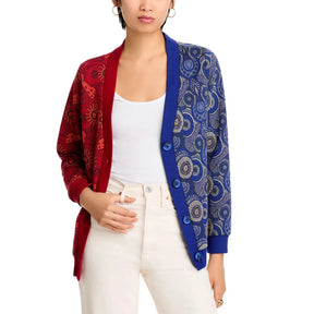 Windhoek Two Tone Color Block Print Cardigan