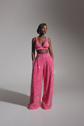 LIZA Sequin Bra Top in TOURMALINE