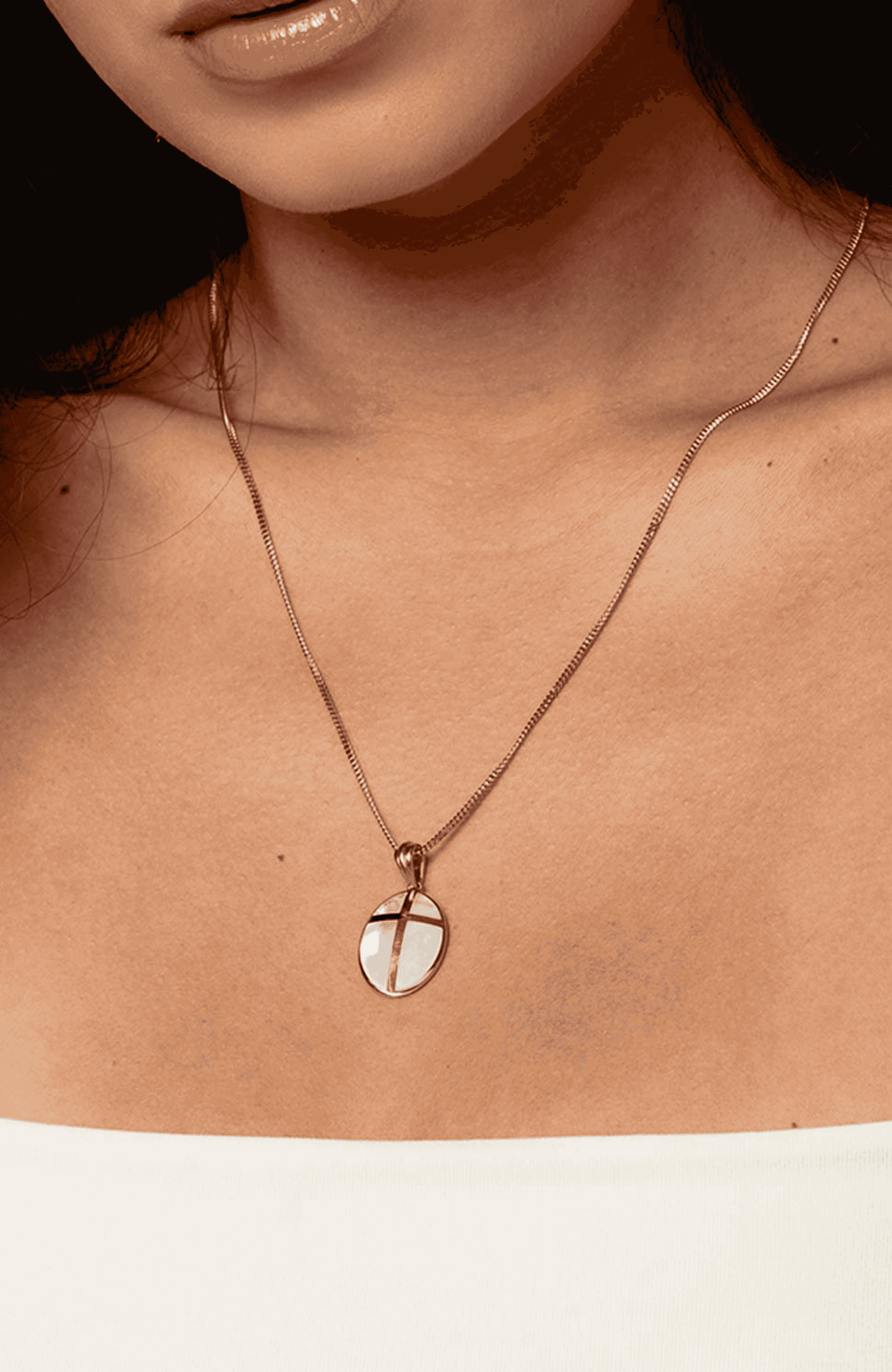 Mother Of Pearl Cross Pendant Necklace