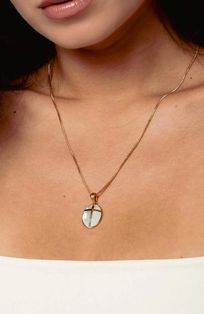 Mother Of Pearl Cross Pendant Necklace