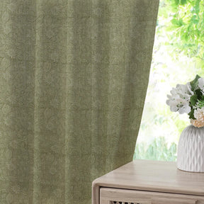 Indian Block Print Thick Linen Pleated Curtain - Manikarnika