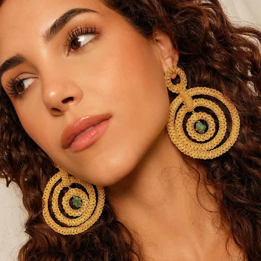 Nattiva Maxi Hoops Emerald Earrings - Ar720t
