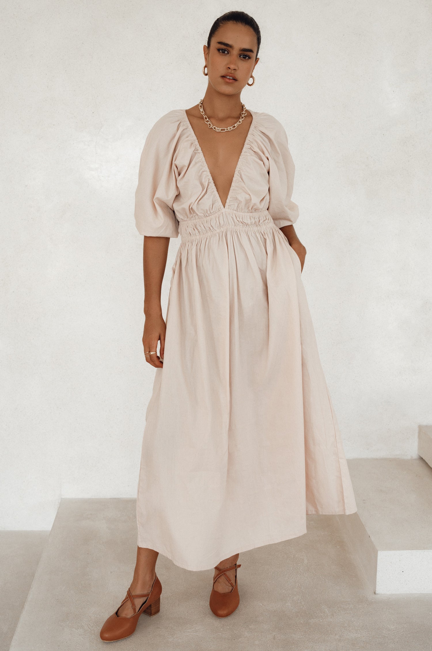 Kezas Cotton Maxi Dress - Cream