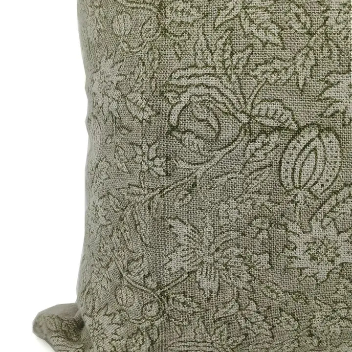 Boho Hanndmade Thick Linen Block Print Cushion Cover - Manikarnika
