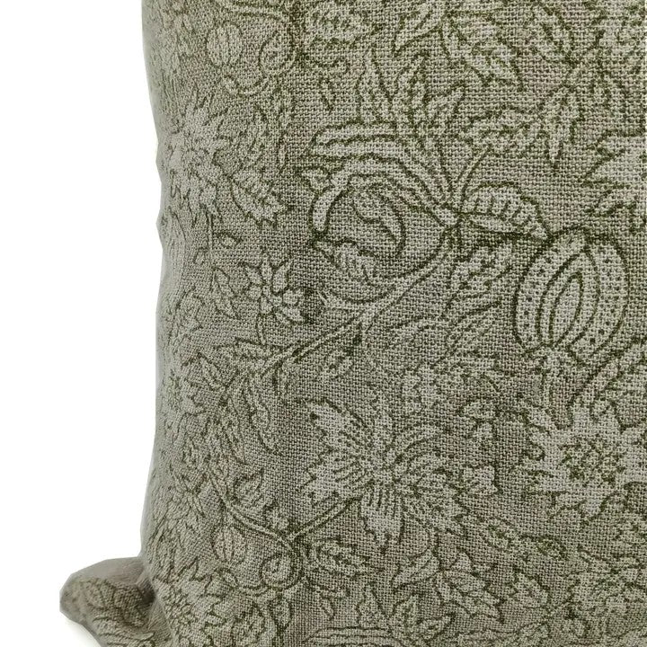 Boho Hanndmade Thick Linen Block Print Cushion Cover - Manikarnika