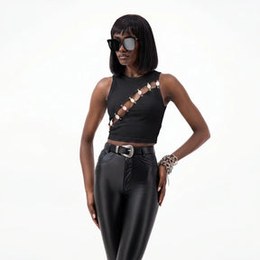 Cowrie Shell Embellished Tank Top