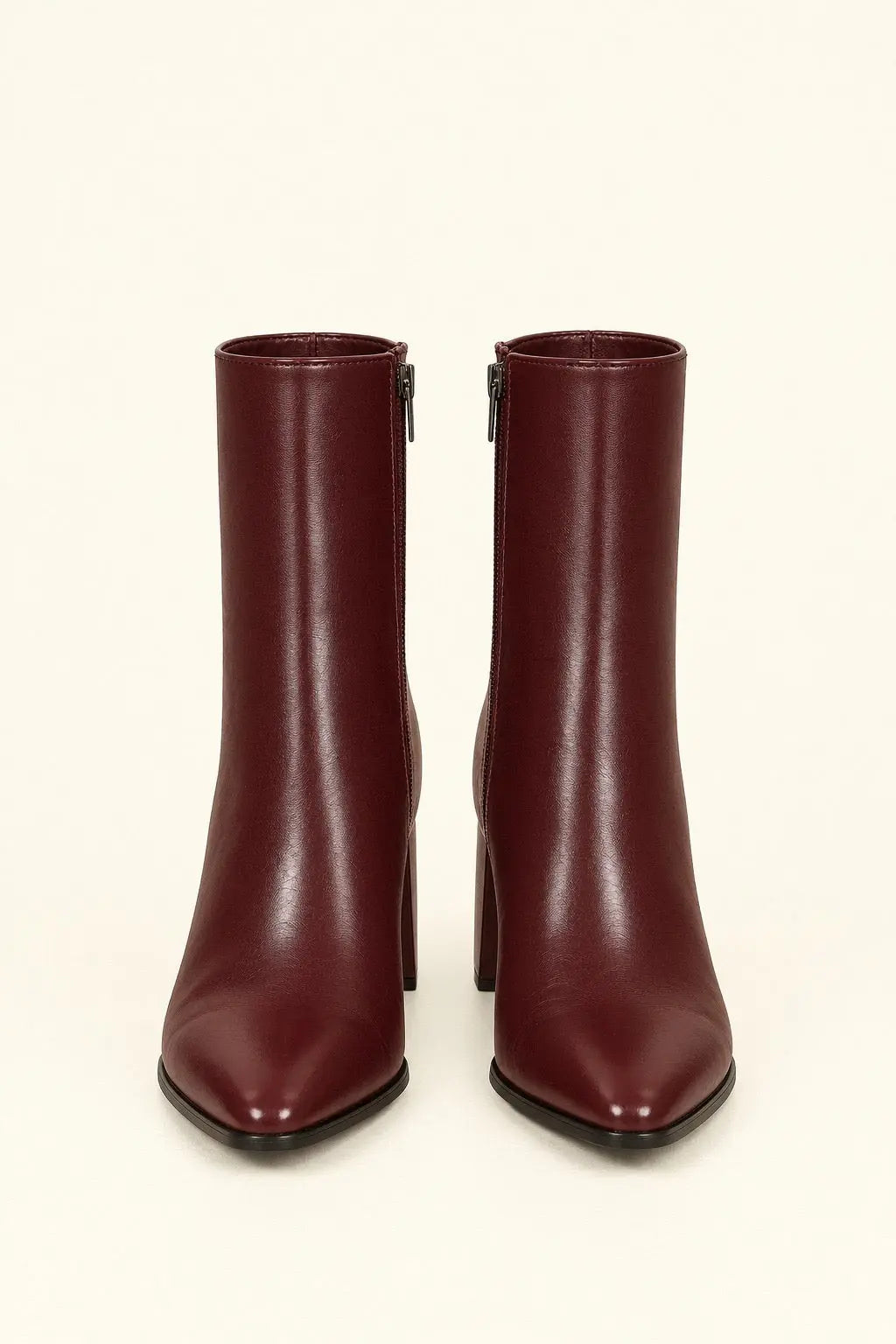 Burgundy Leather Ankle Boots with Pointed Toe