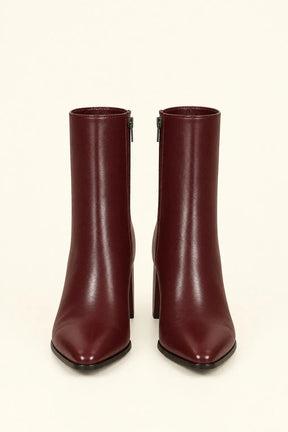 Burgundy Leather Ankle Boots with Pointed Toe