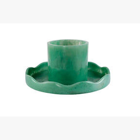 Scallop Resin Cake stand, Green- 9.5x4.5 Inches