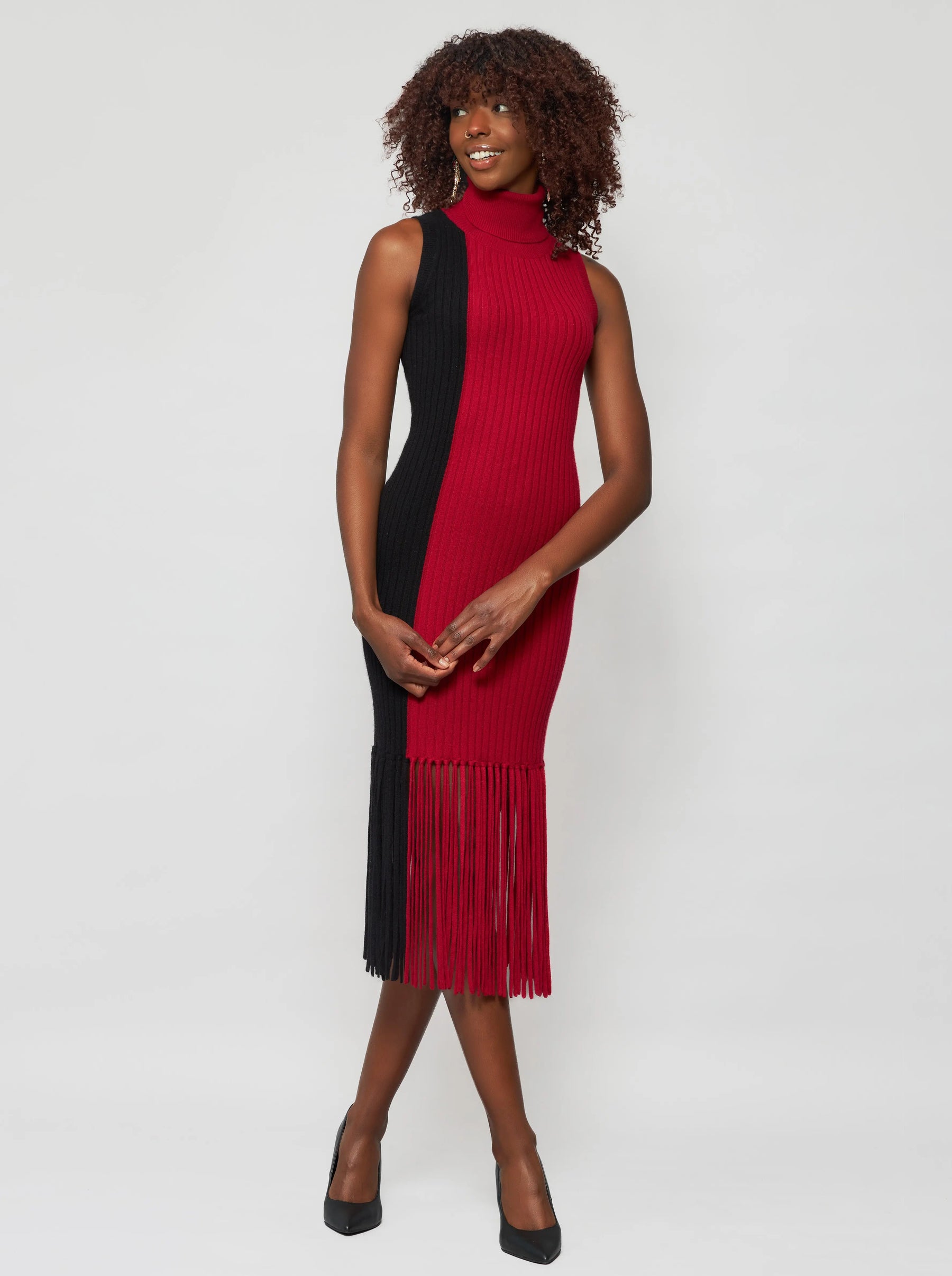 Elleann Color Block Cashmere Midi Dress