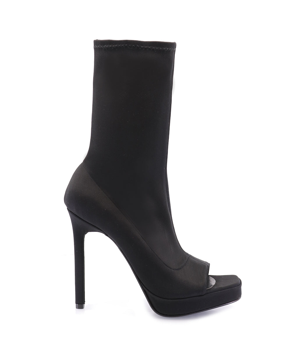 Sleek Open-Toe Black Booties Steff