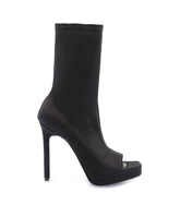 Sleek Open-Toe Black Booties Steff