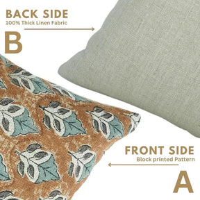 Indian Block Print Thick Linen Pillow Cover - Mayur