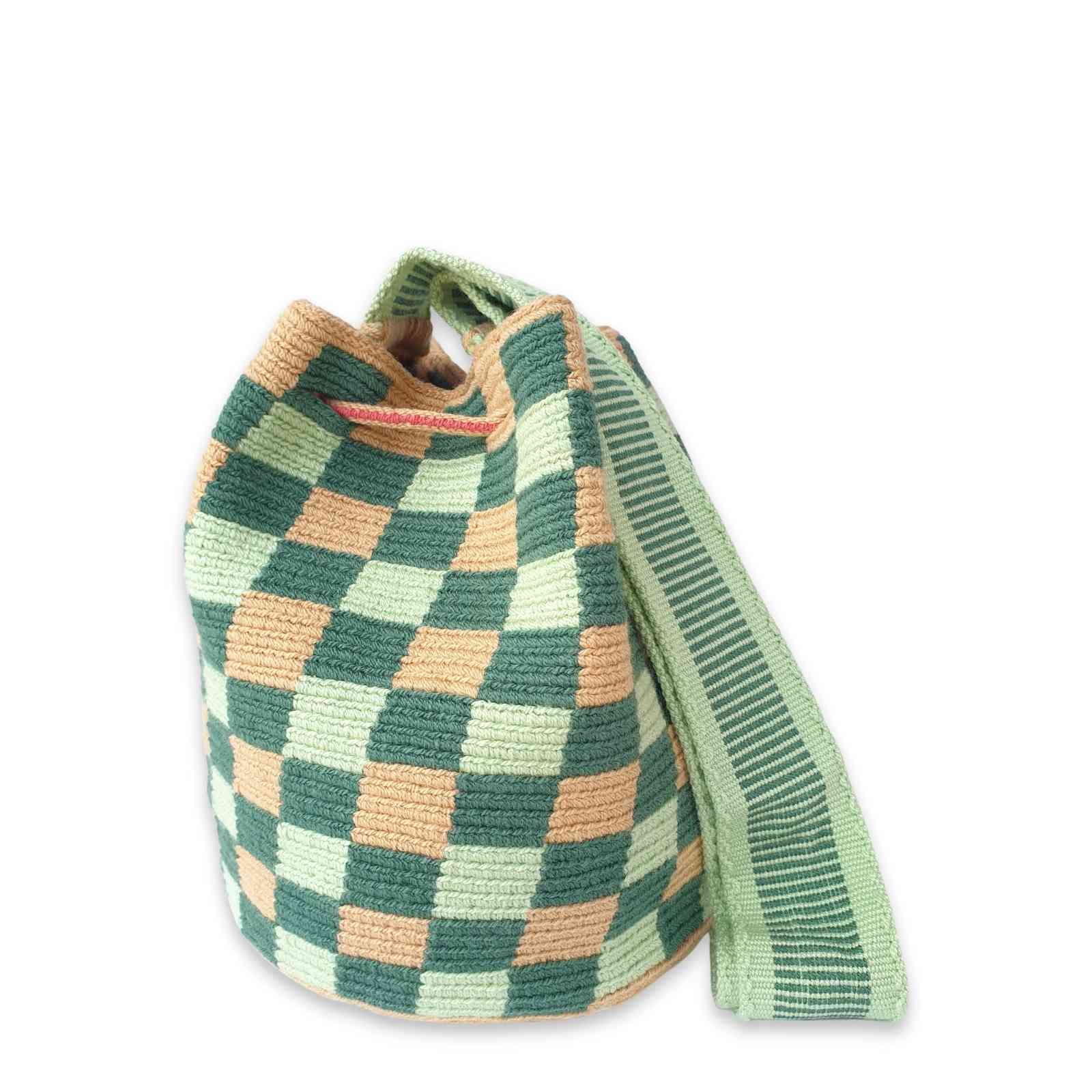 Green Checkered Wayuu Bag