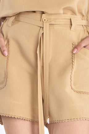 Lira Linen Blend Shorts | Camel