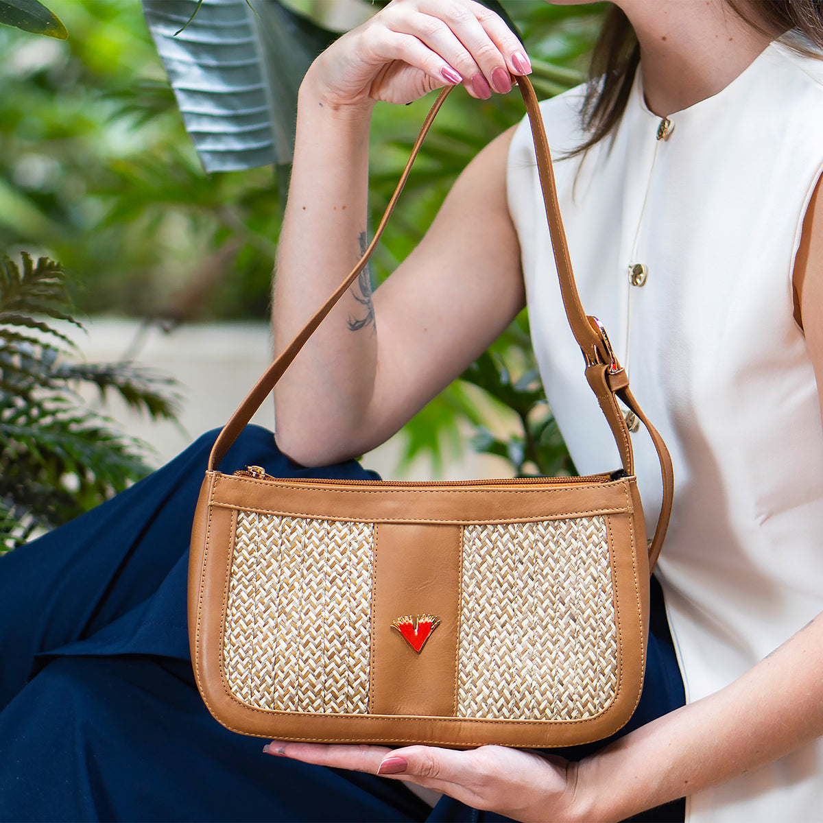 Brown Leather Imperial Handbag – Classic Shoulder Bag with Pocket, Handmade Timeless Purse