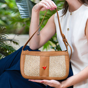 Brown Leather Imperial Handbag – Classic Shoulder Bag with Pocket, Handmade Timeless Purse